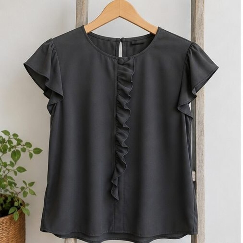 Charcoal Button Blouse